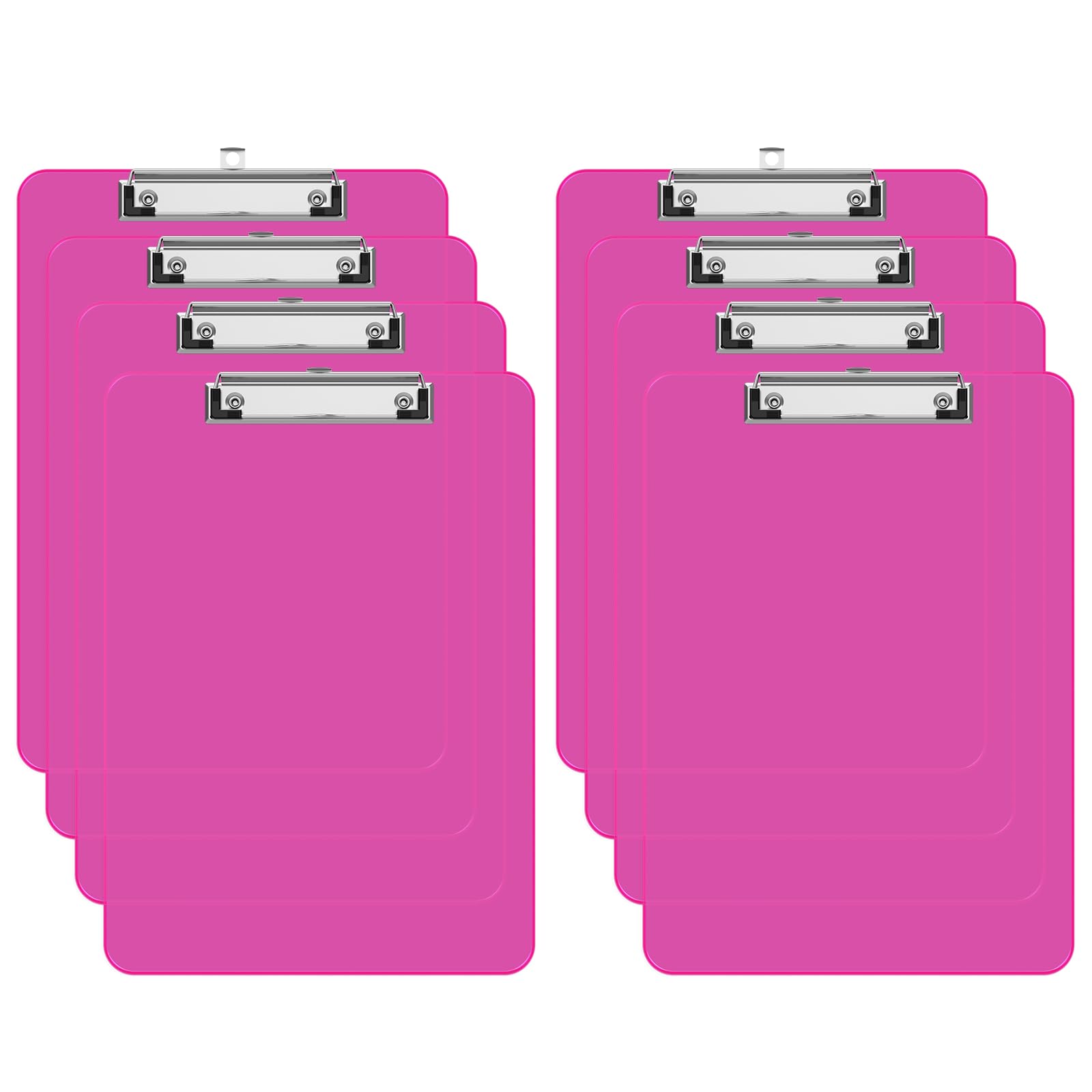 Juvealoe A4 Plastic Clipboard Set of 8, 8.5 x 11 Red Colored Clip Boards with Low Profile Clip, Letter Size for Classroom, Teacher, Students, School &