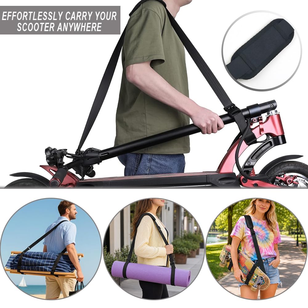 Cinghia Monopattino,Tracolla Skateboard,Tracolla per Sedia da Spiaggia,Tracolla Trasporto Bici,Cinghia Tappetino Yoga,Cinghia di Trasporto per Sedia Spiaggia, Sedie Sdraio, Biciclette, Scooter