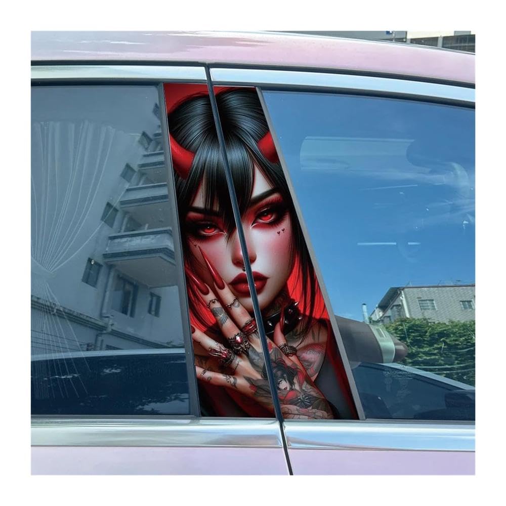 Body Parts 2pcs Car Center Pillar Sticker Tattoo Sister Auto B-Pillar Waterproof Protective Film(Type A)