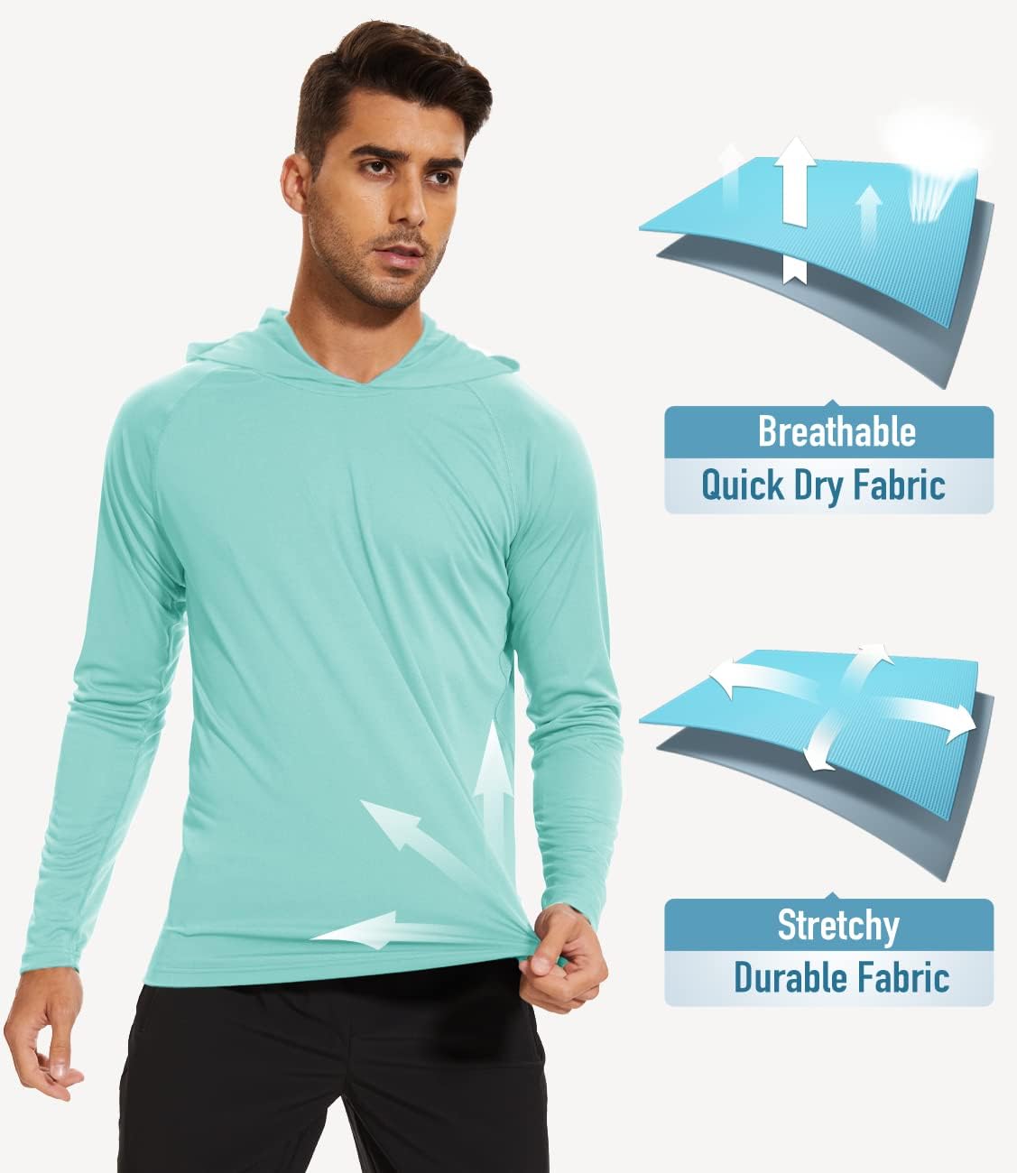 MAGCOMSEN Men's Hooded UPF 50+ Sun Protection T Shirts Long Sleeve Athletic Fishing Shirts Rash Guards - Image 4