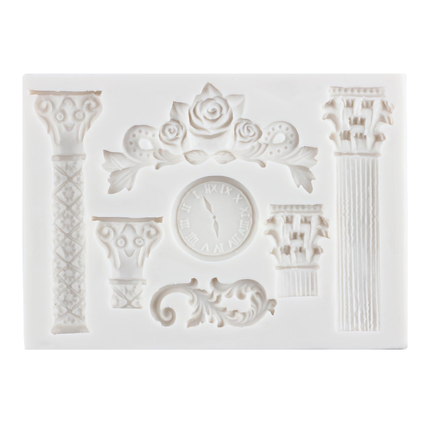 Stampo in silicone a forma di colonna romana per fondente, pilastri in marmo greco, motivo retrò europeo, orologio per cioccolatini, caramelle, decorazioni per torte, topper per cupcake,