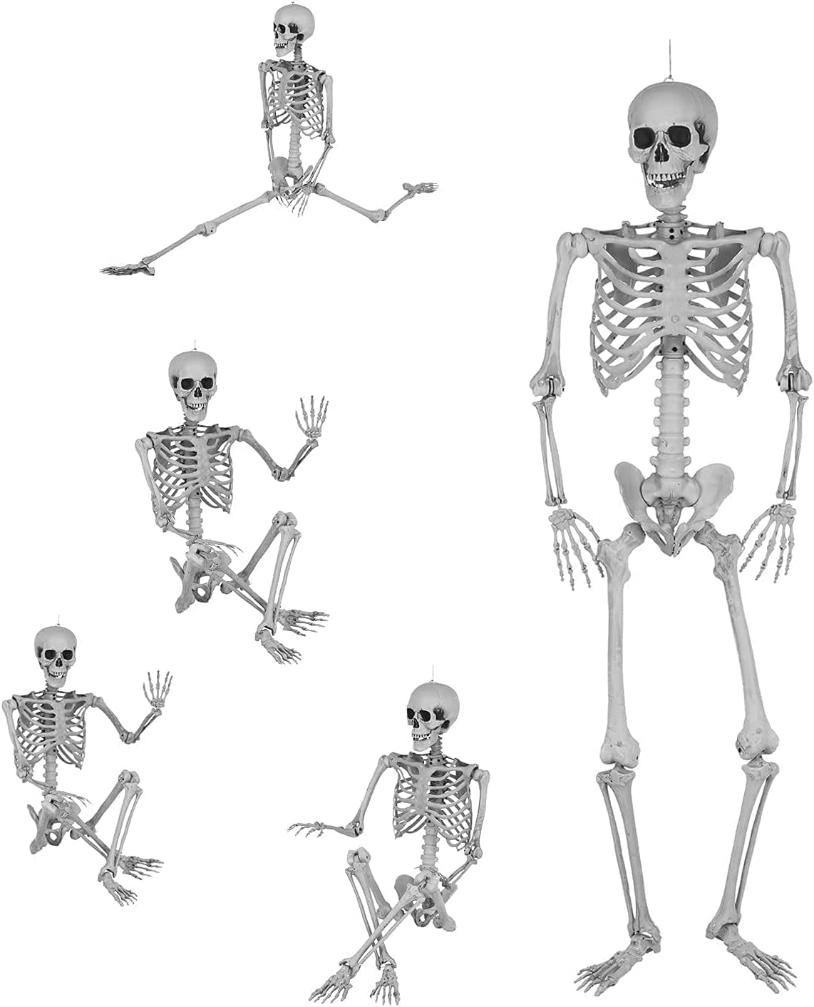 Jorunb Halloween Skeleton Halloween Decorations Prop Outdoor 5.4ft /165cm Life Size Skeleton Fake Humans Caveman Bone for Halloween Party Decor Indoor Outdoor Decoration