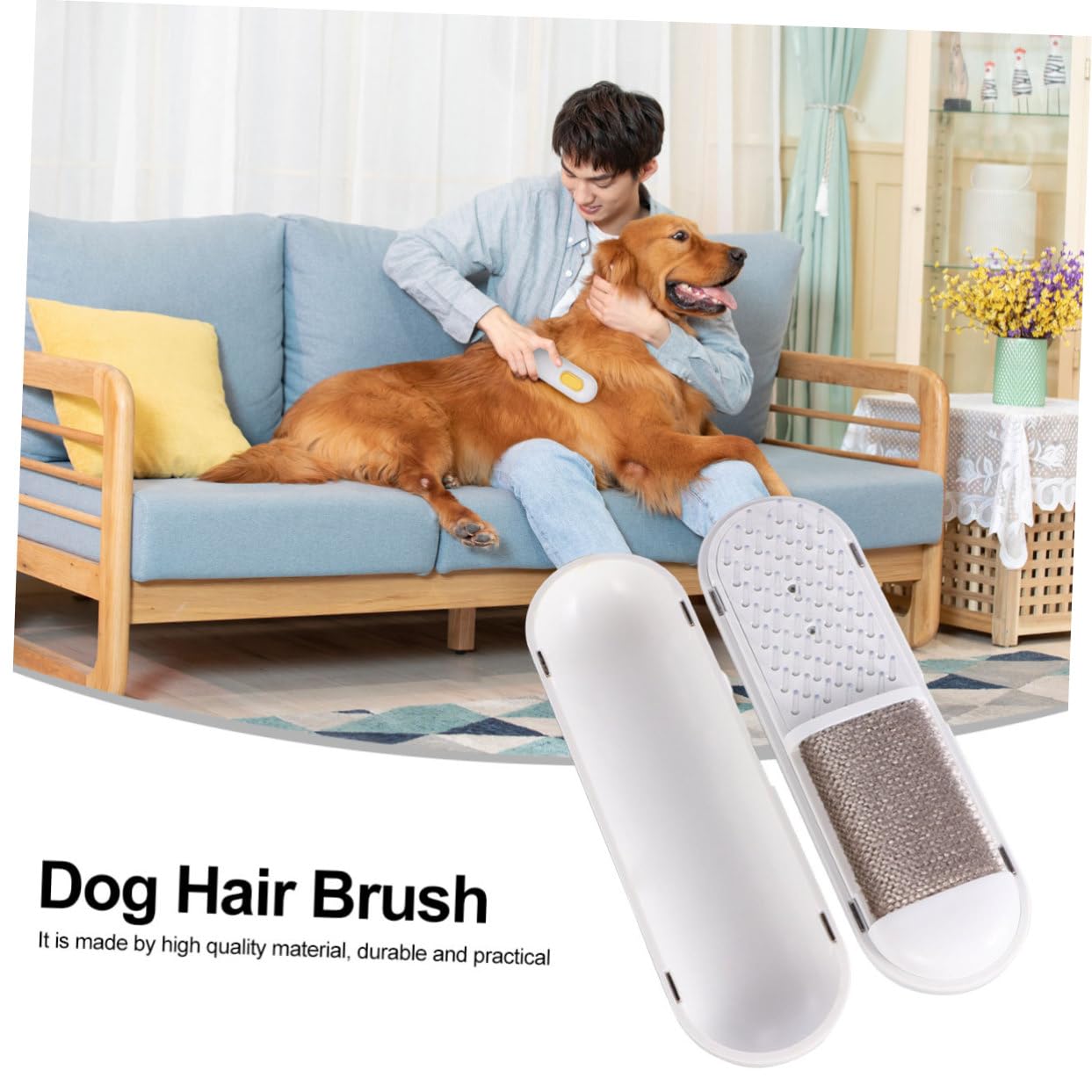 DECOMELODY Pet Hair Brush Automatic for Dogs Cats Gentle Massage Comb for Shedding Easy to Clean Maintain Suitable for All Breeds Elegant Design