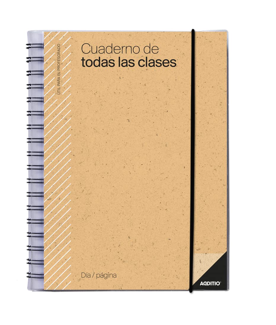 ADDITIO - Cuaderno de Todas las Clases día página para el profesorado | Planificación diaria con organización por meses | Evaluación continua | Tamaño 17 x 24 cm. | Español | Naranja