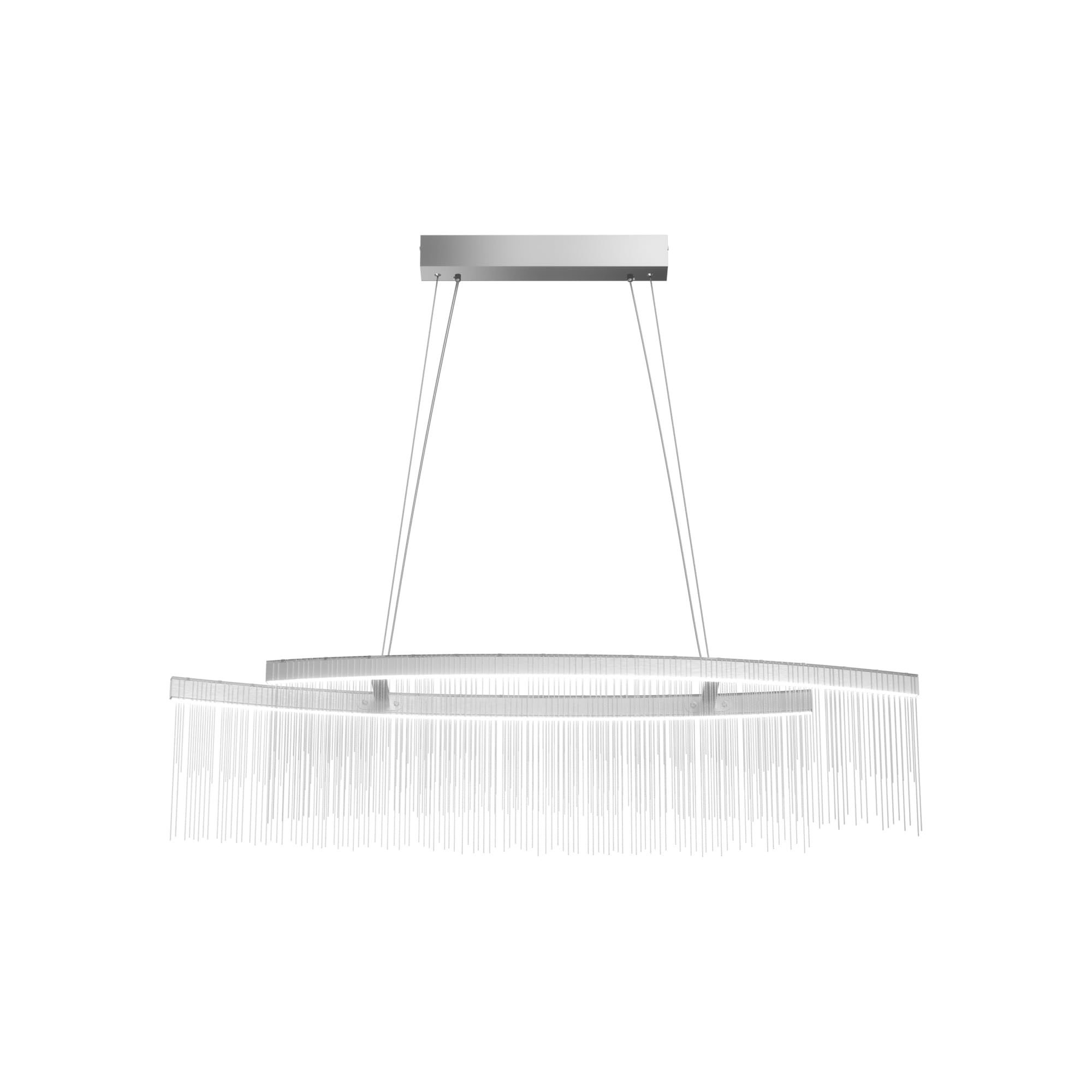 Vrygle Luxury LED Ceiling Chandelier: 90CM Long Chain Tassels Pendant Light High Adjustable 3 Lighting Colors Ceiling Lamp Aluminum Frame Modern Room Decor