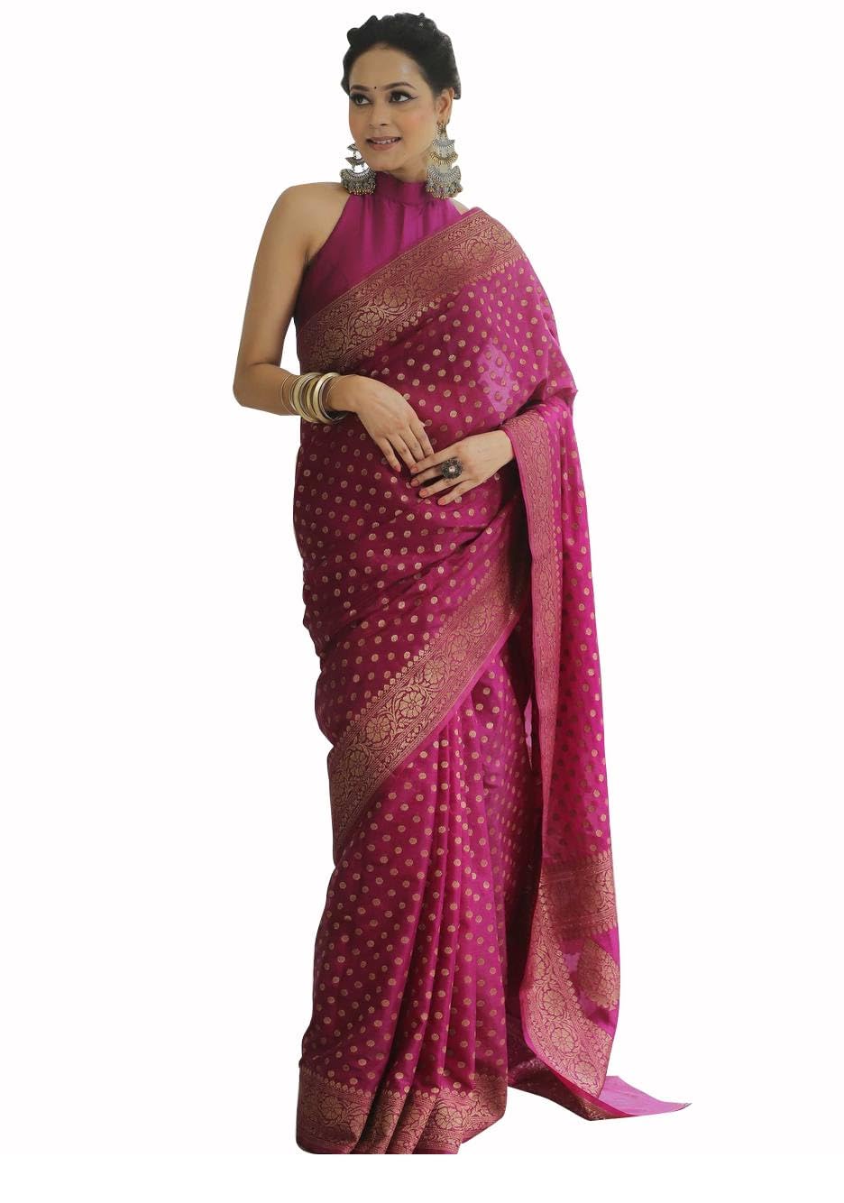 C J EnterpriseWomen's Pure Banarasi Silk Saree Kanjivaram Style Saree With Blouse Piece For Wedding (Kalindi)