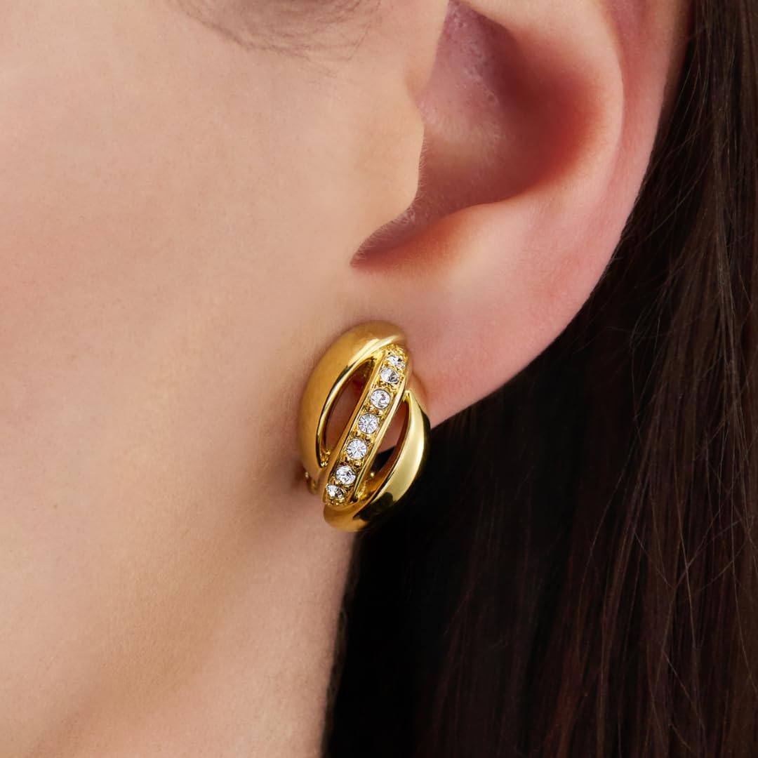 Traveller Ohrclip - Damen - Goldfarben - Kristalle - 18 x 10 mm - 22kt vergoldet - 157774
