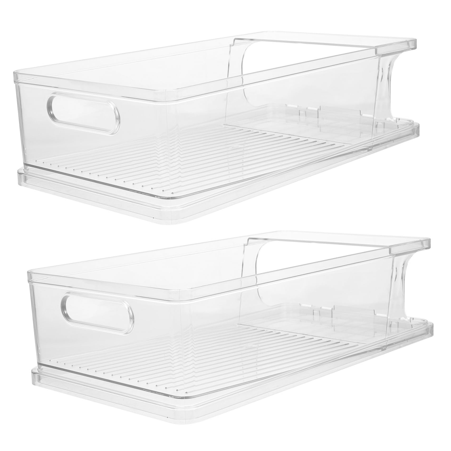 Cabilock 2pcs Plastic Can Dispensers for Refrigerator Auto Beverage Organizers Efficient Drink Holders Space-Saving Design for Soda and Water Bottles Storage