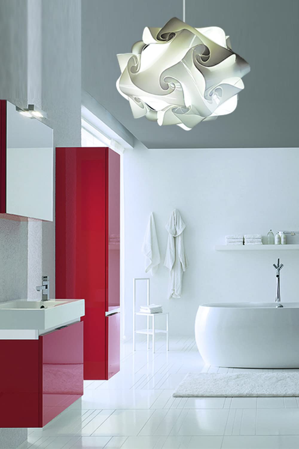 Lampadesign® Lampadario Moderno da soffitto Camera da letto Soggiorno Cucina Sala UFO diametro 50 cm - Lampada a Sospensione Moderna Design scandinavo Lampadina Luce fredda Led E27 17W