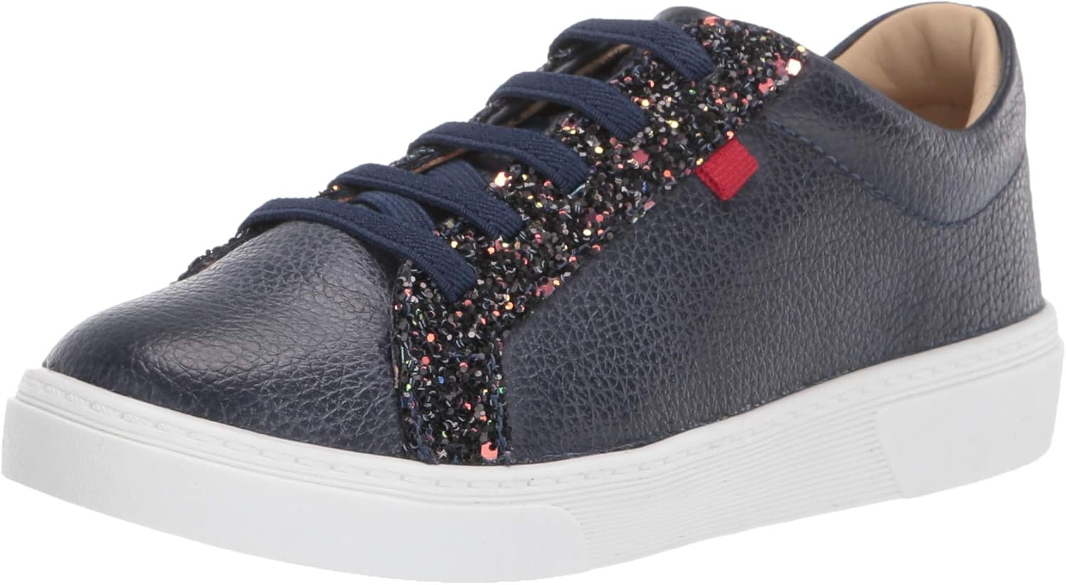 Marc Joseph New York Kids Boys/Girls Leather Made in Brazil Luxury Slip on Sneaker, Ice Blue Grainy/Glitter, 13 US Unisex Little