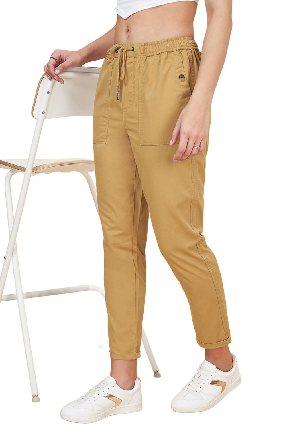 Sf Jeans by Pantaloons Women's Honey Light Khaki Pants Regular Fit,Lark,36