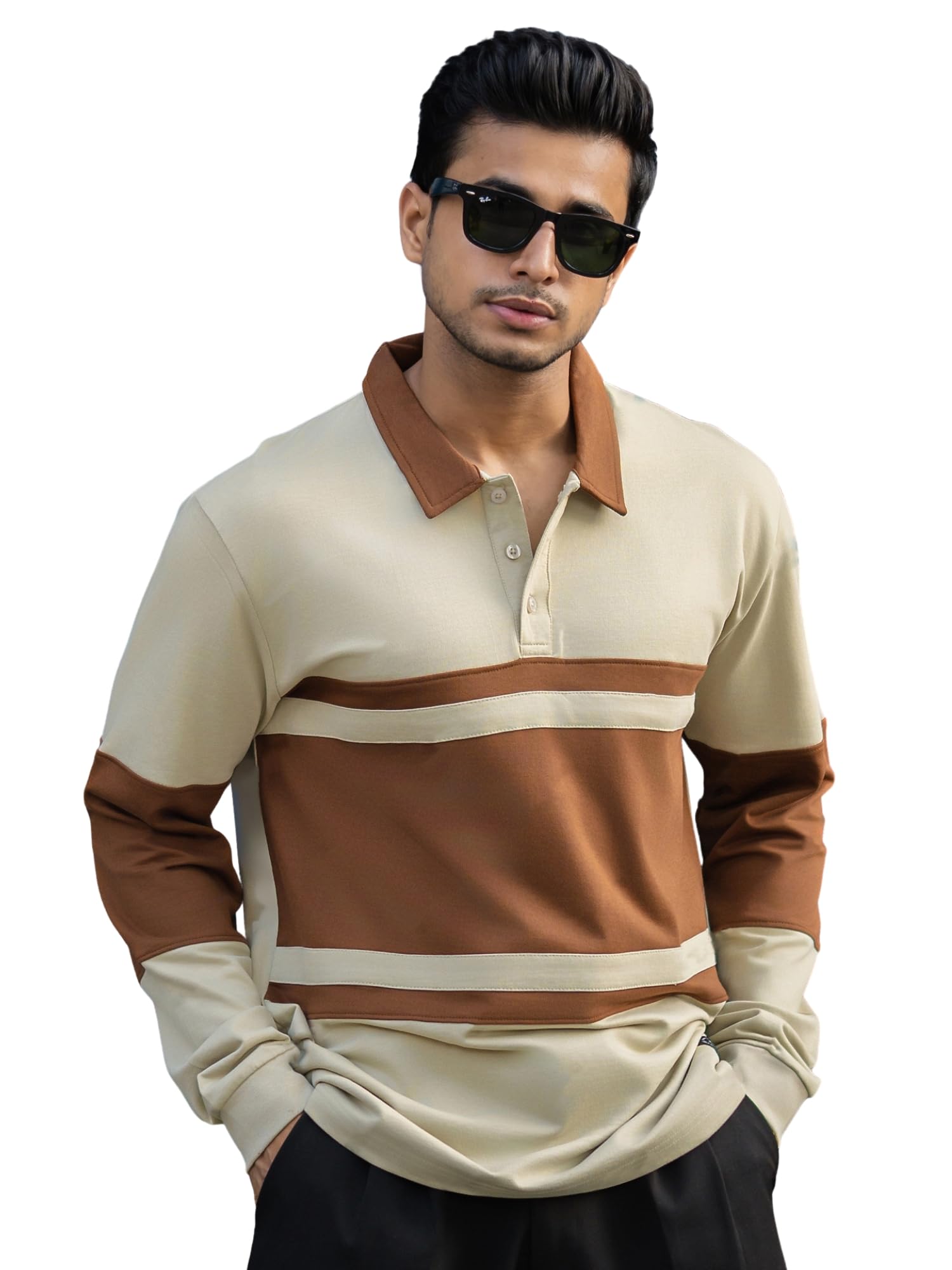 maniac || Mens || Color Block || Polo Neck || Full Sleeve || Cotton || T-Shirt-picture-45