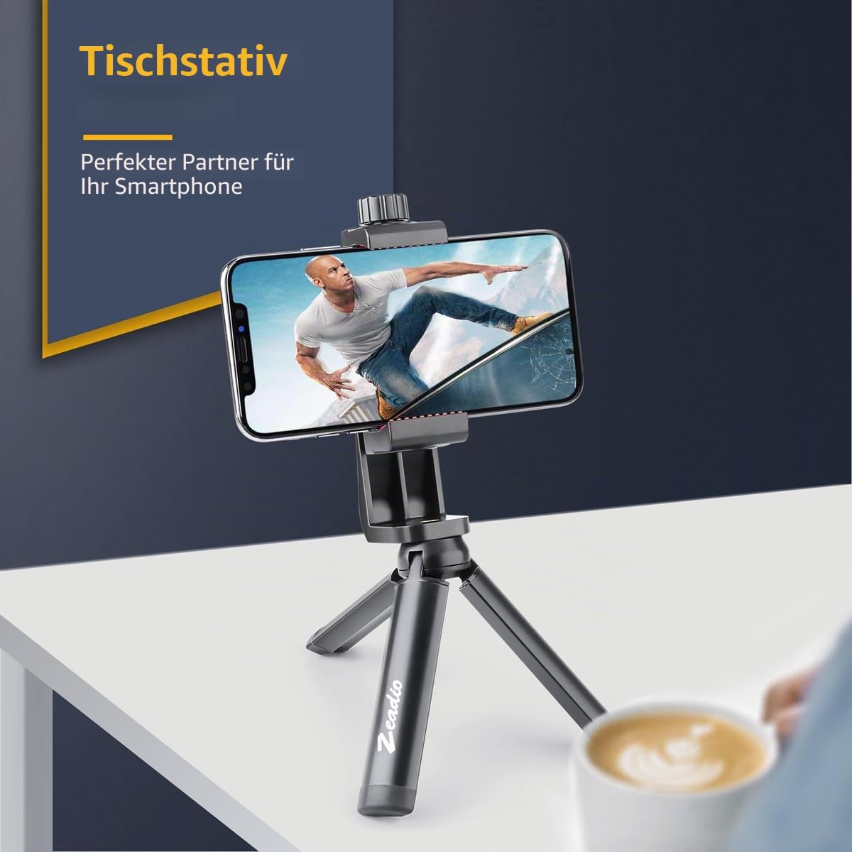 Zeadio Metallischer Mini-Stativ, kompakter Tischstativ für Smooth 4, Osmo Mobile, Vimble 2, Gimbal Griff Stabilisator und alle Kameras
