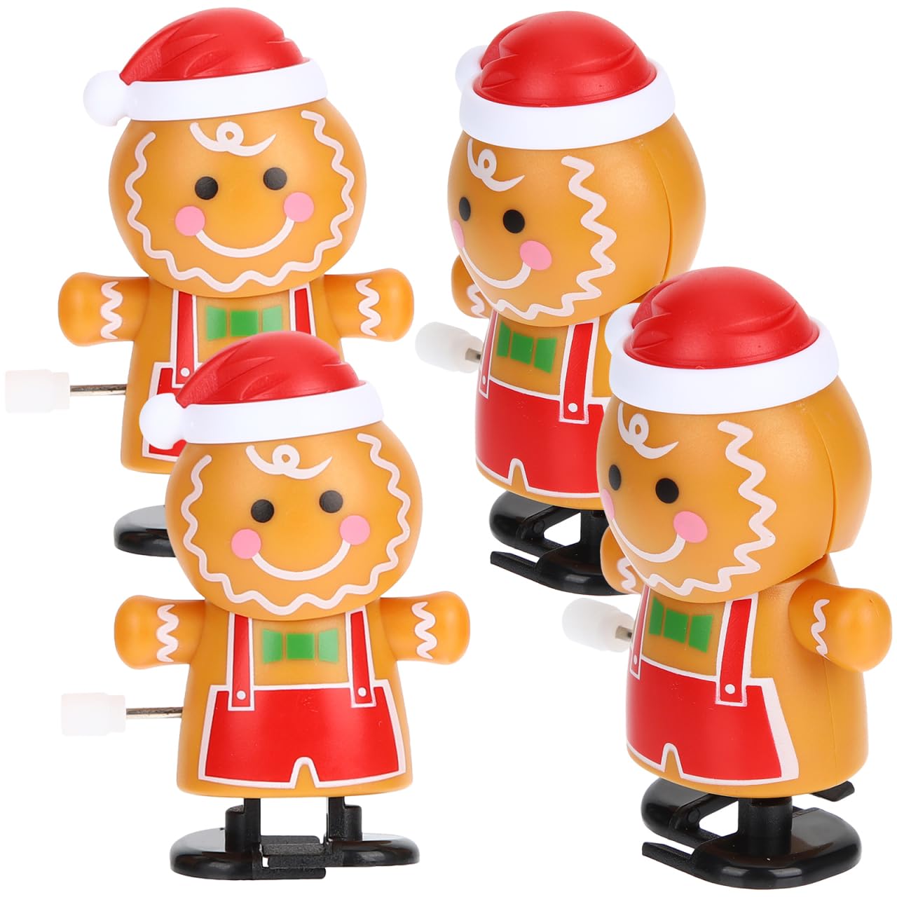 VICASKY 4pcs Christmas Gingerbread Man Wind-up Toys for Boy Girl Funny Playthings to Encourage Crawling and Walking Adorable Cartoon Design for