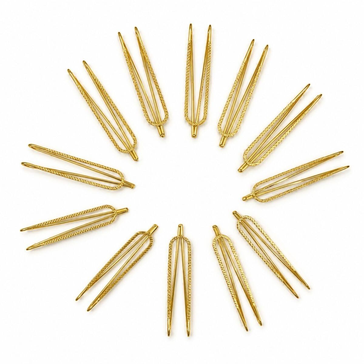 Gold Tone Saree Pins for Women & Girls | Textured Metal Safety Pins for Saree Draping | Traditional Ethnic Jewellery Accessories Set for Women & Girls-image-17