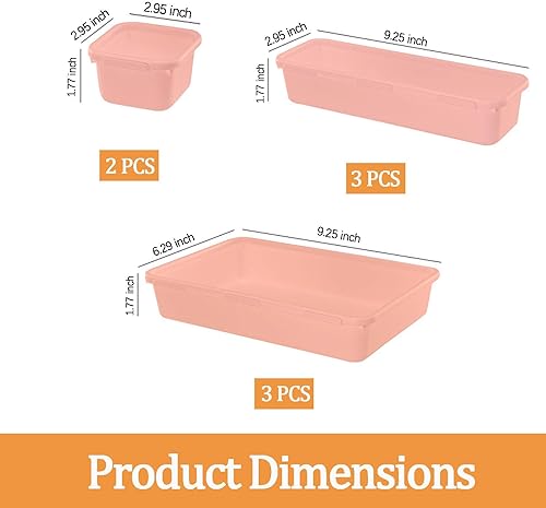 Miniatura 2 de 8 organizadores de cajones de escritorio, 3 tamaños de bandejas de plástico para tocador y baño, cubos de almacenamiento para maquillaje,