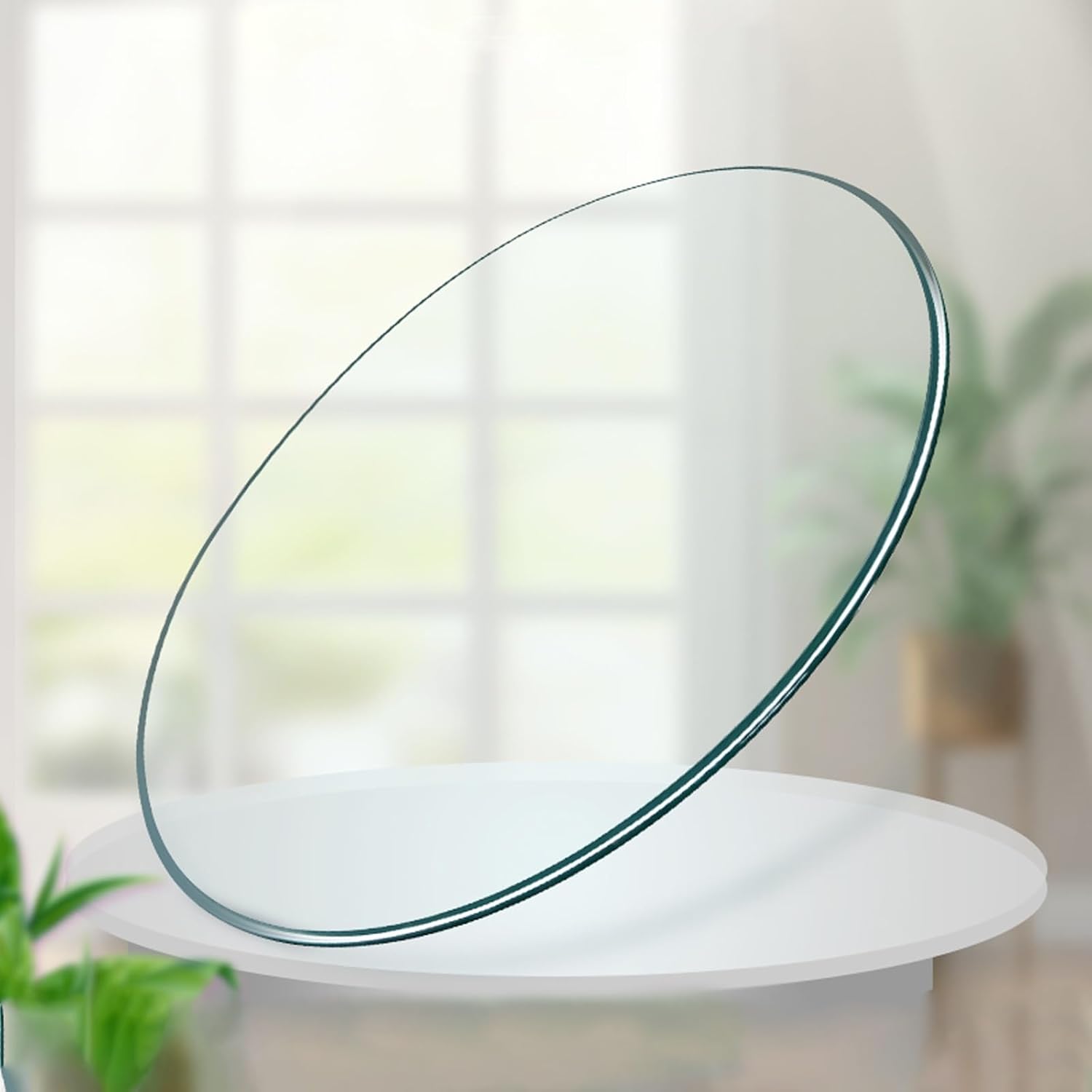 HJXGQJM Round Table Top Glass, 7mm Thick Transparent Tempered Glass Table Tops, Round Circular Plate Glass, DIY Self-Made Glass Table Tops for Coffee Tables, Diameter 35cm-100cm(48CM(19INCH))