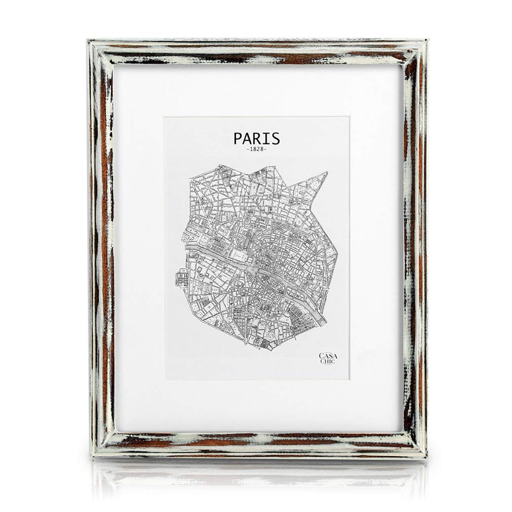 Cadre A4 Original En Bois Massif Shabby Chic - Aspect Antique/Vintage - Vitre En Verre Trempé - Passe Partout Pour Photo 20x15 Cm - 2 Cm D'épaisseur - Argent Antique