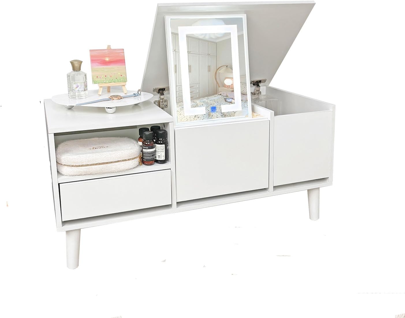 ドレッサー化粧台 梳妆台 化粧テーブル 化妆桌 (ホワイト) 64X37X45