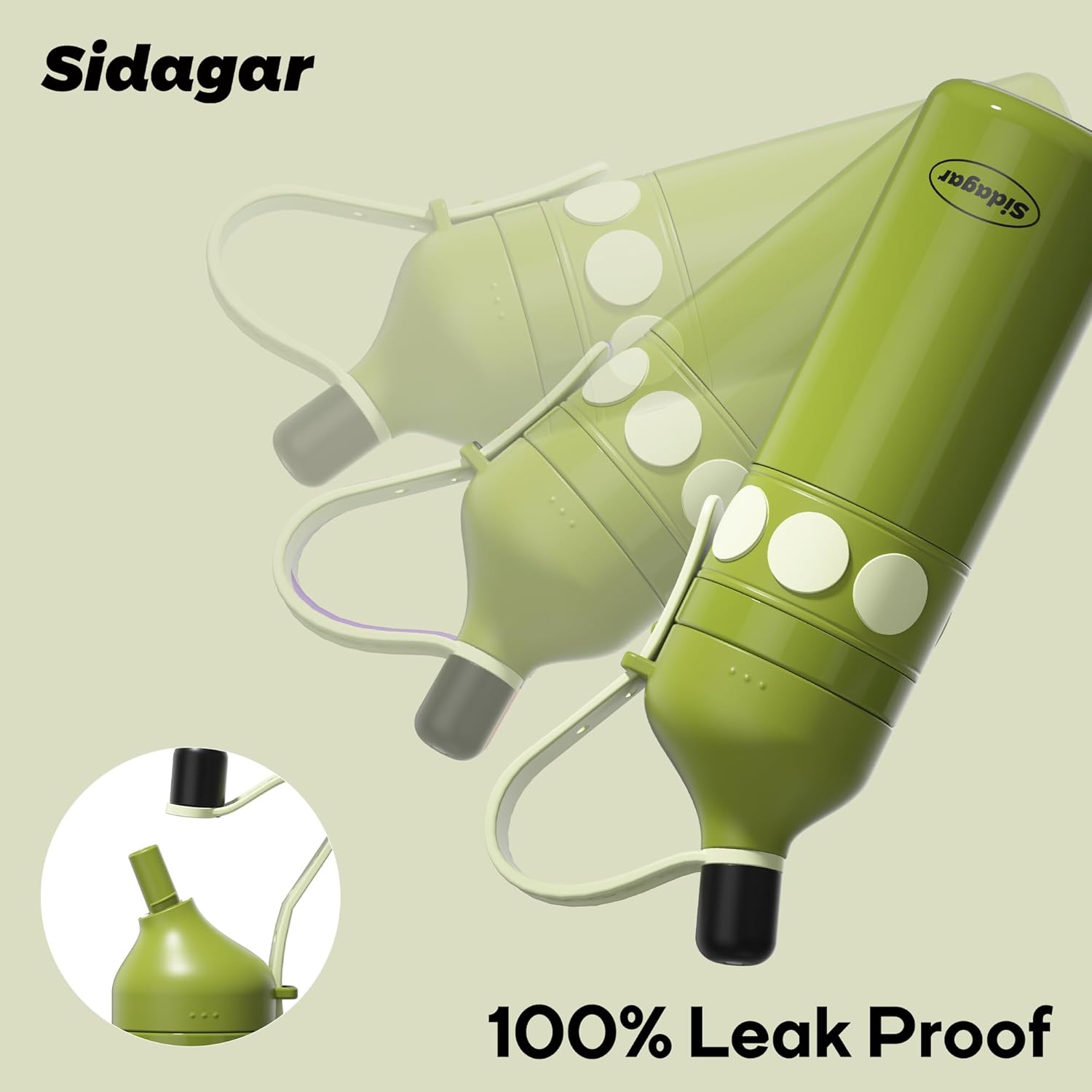 24 oz Insulated Water Bottle with Loop Handle, Aesthetic Slim Vacuum Flash Double Wall Cold Retention, Eco-Friendly Leakproof Flask for Hiking & Camping, Avocado Green