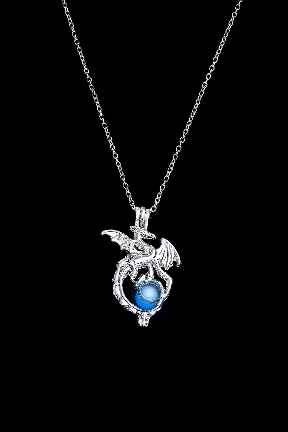 AlterImage Fiery Dragon Wings of Fire Necklace Glow In The Dark Set of 3 Luminous Jewelry Green Blue & Sky Blue Includes UV Light - Image 5