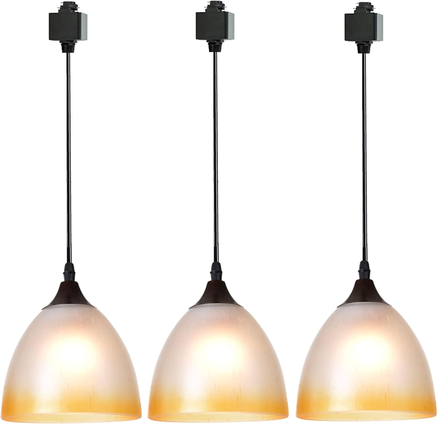 Dimmable H Track Pendants Lighting Retro Cream Glass Shade Art Decorated Cage Instant Pendant Light for Cabinet Kitchen Customizable Track Lighting Bulbs Not Included,3-Pack