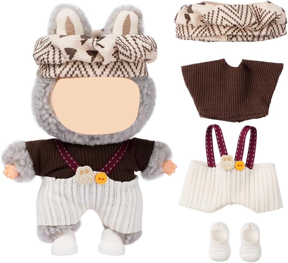 4 Sets Doll Clothes and Accessories for LABUBU (NO Doll), for 1/2/3 Generation Macarons Doll, Fashion Unique Handmade Outfits