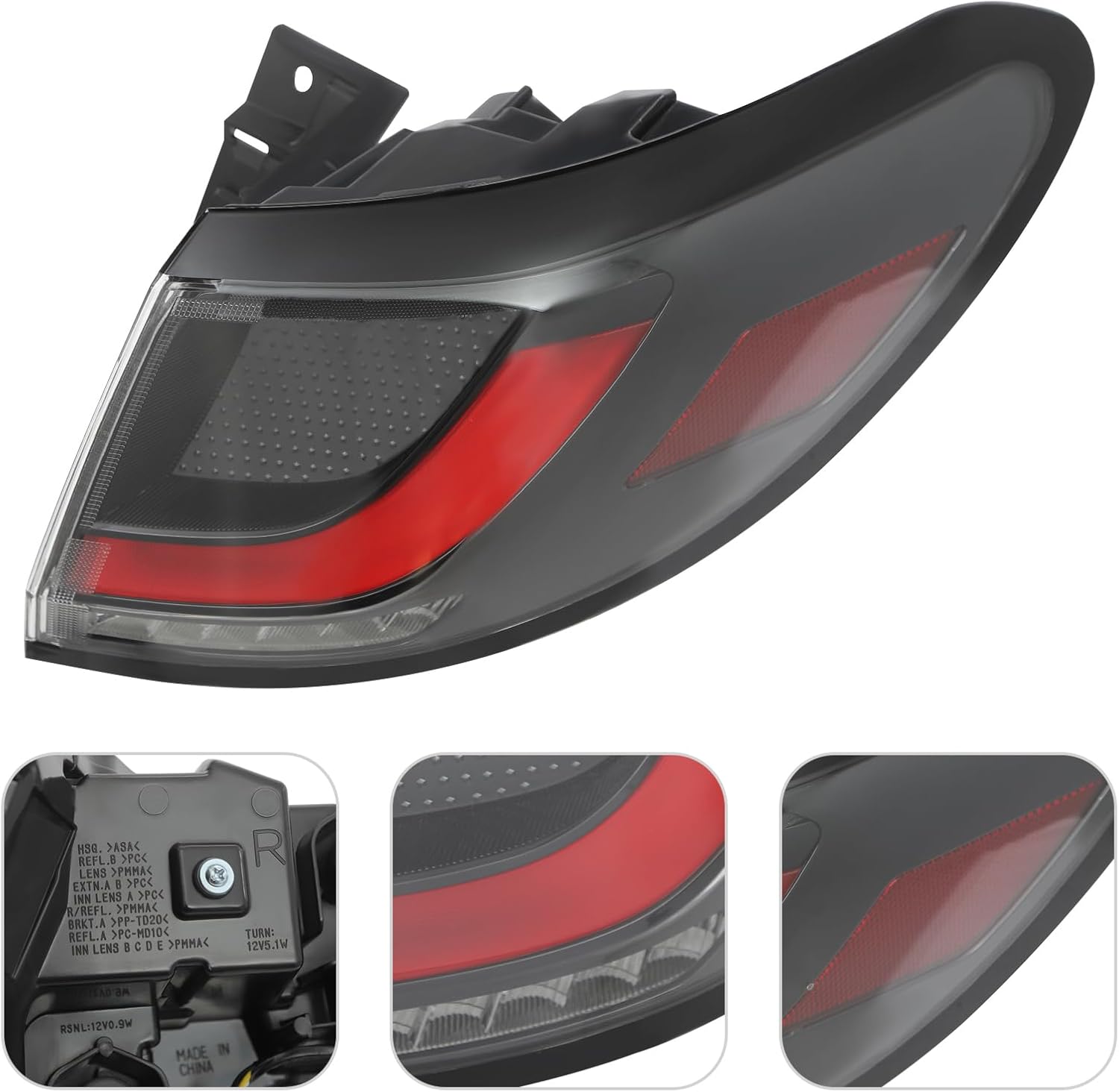 Taillight Assemblies for 2023-2024Honda HR-V LX/EX-L/Sport LED Model Only Right Passenger Side Brake Stop Lamp Parking Light Red Clear Lens, Black Housing (Right Passenger Side)