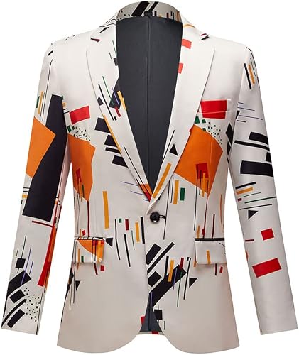CARFFIV Chaqueta de Hombre Slim Fit con Estampado a la Moda 