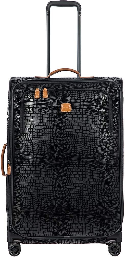 Bric's My Safari Spinner Suitcase, Lightweight Expandable Leather Shell Luggage with Smooth 360° Wheels and TSA Lock - 30 Inch, Black