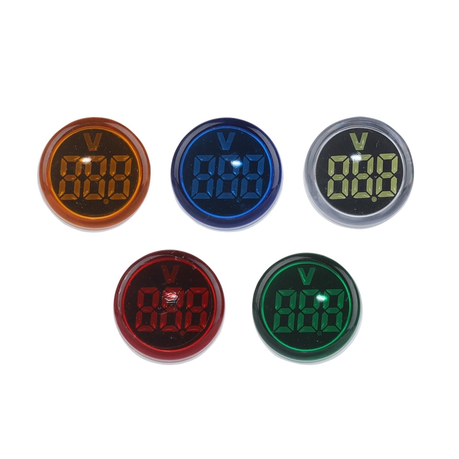 10 sztuk biały 22 mm woltomierz cyfrowy okrągły AC 20-500 V tester napięcia miernik monitor LED wskaźnik zasilania 30 x 30 mm
