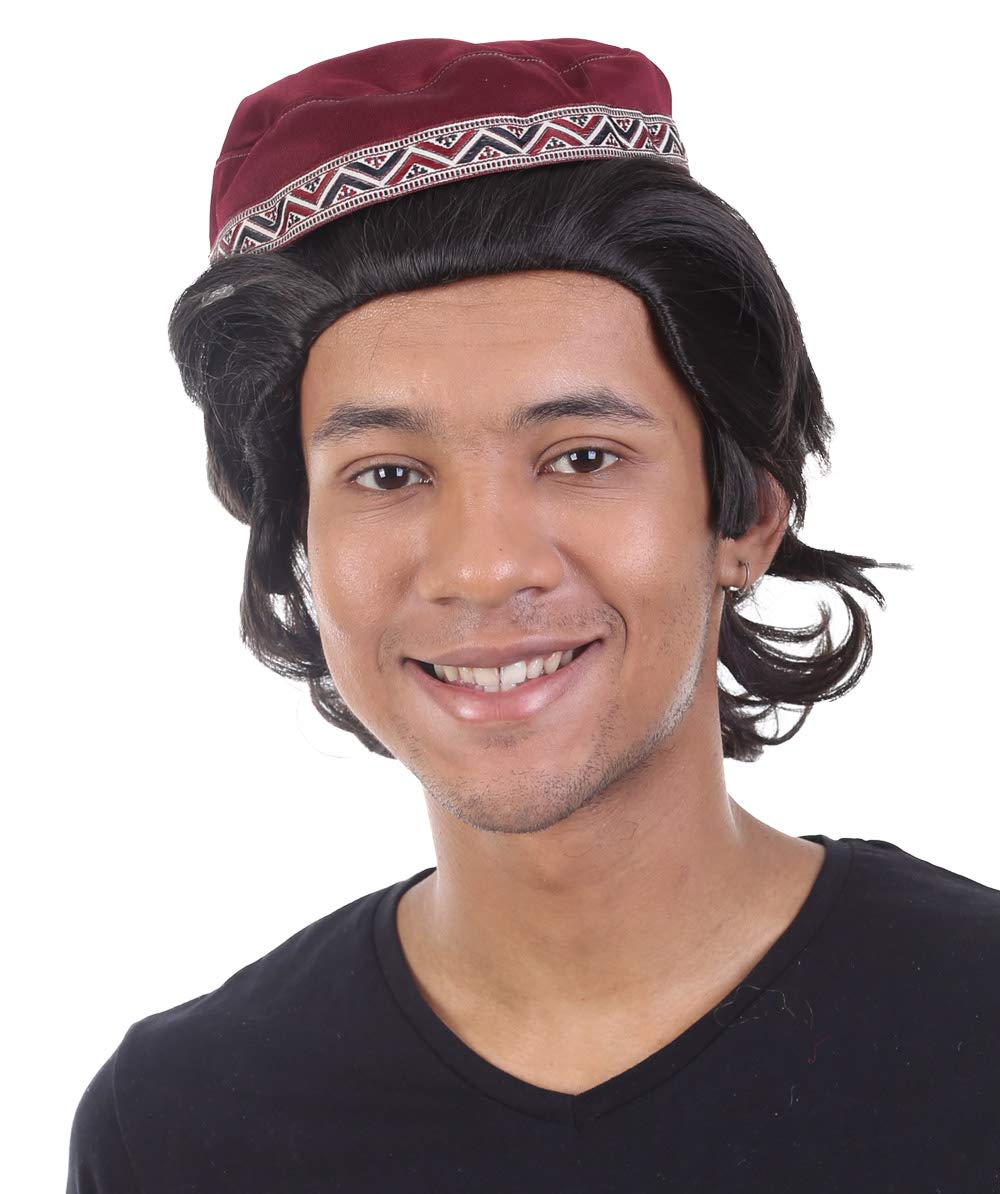 Aladdin Prince Wig with Hat Set | Dark Brown TV/Movie Wigs