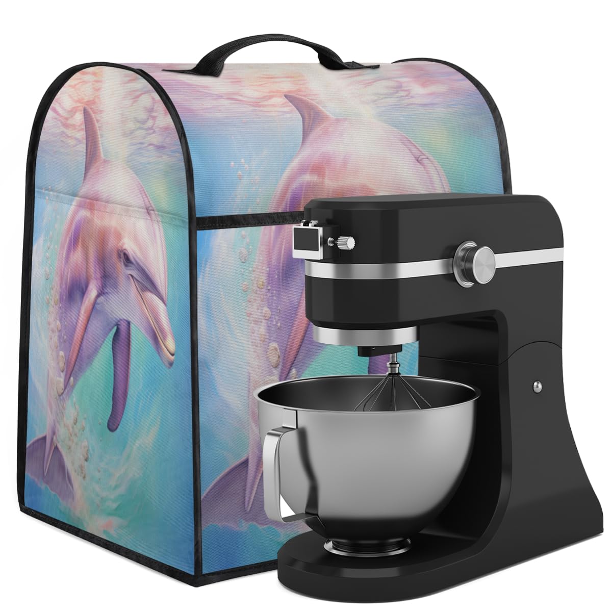 Coffee Maker Cover Ocean Cute Dolphin Kitchen Appliance Covers Small Appliance Covers Blender Cover Juicer Cover Dust Covers for Kitchen Appliances with Top Handle and Pockets,Washable,B79