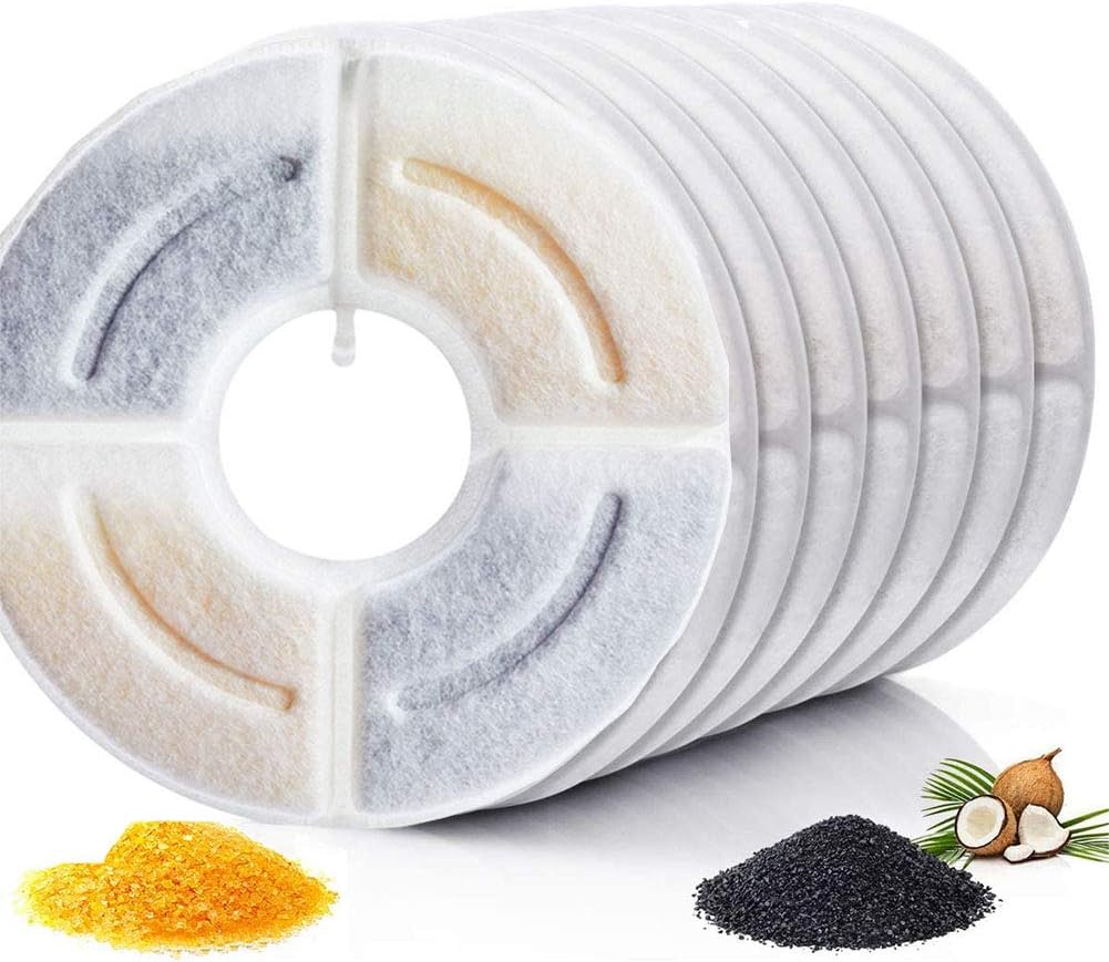 Pet Fountain Filter Replacement Round Carbon Replacement Filters for Pet Fountain Large-Caliber Coconut Shell and Ion Exchange Resin 16 Pieces (12 Pieces)