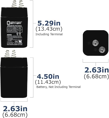 Miniatura 2 de Mighty Max Battery ML5-6S -6 voltios 5 AH, terminal de resorte S2, recargable, paquete de 2