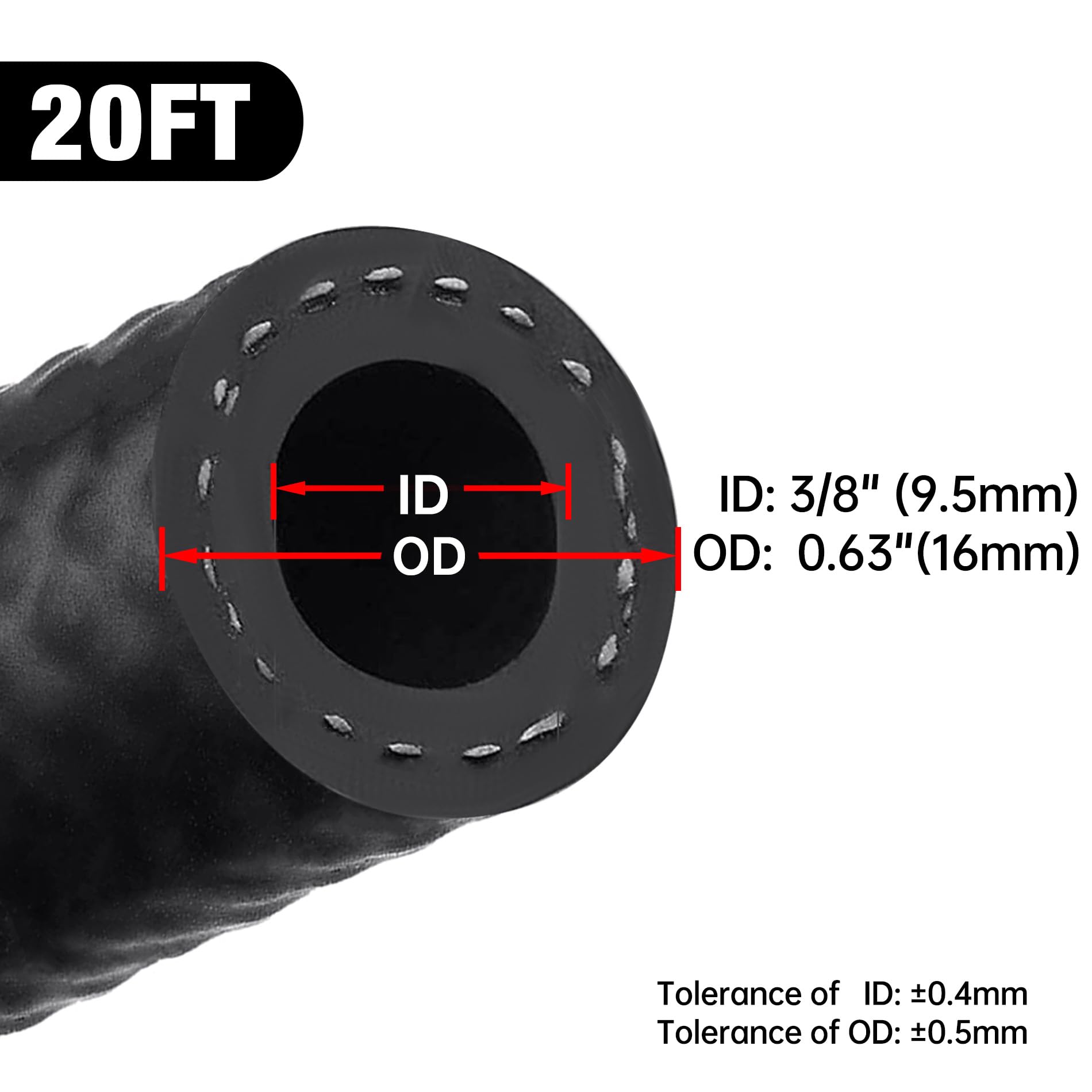 1/2" Inch Fuel Hose Line Push Lock NBR Rubber SAE 30R7 NBR 20FT 300PSI - View #3