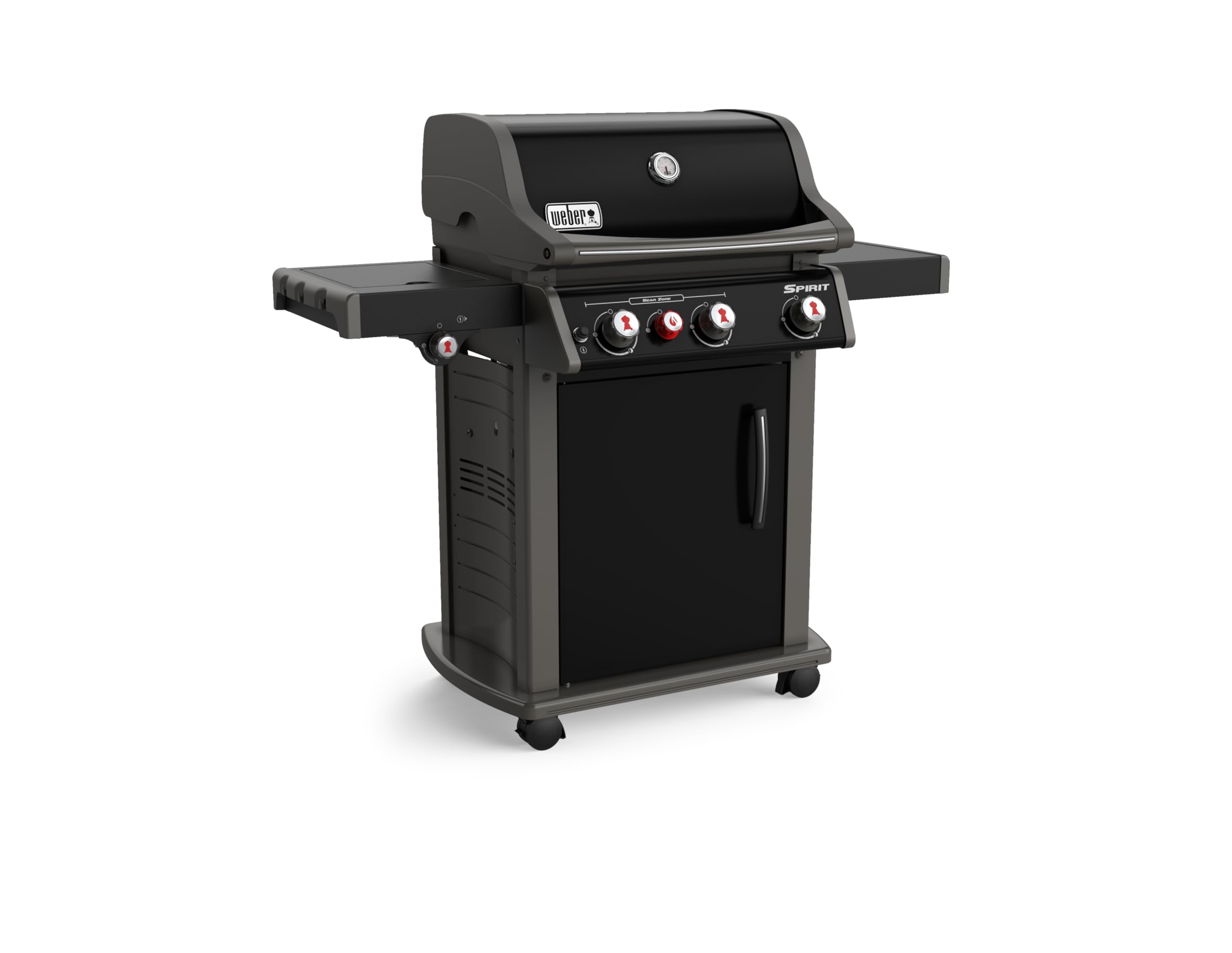 Weber Spirit E-330 GBS Classic Barbecue à gaz, 3 brûleurs + réchaud latéral + brûleur Sear Zone, Surface de Cuisson 60 x 46 cm, thermomètre de Couvercle, 4 Roues - Noir (1500134)