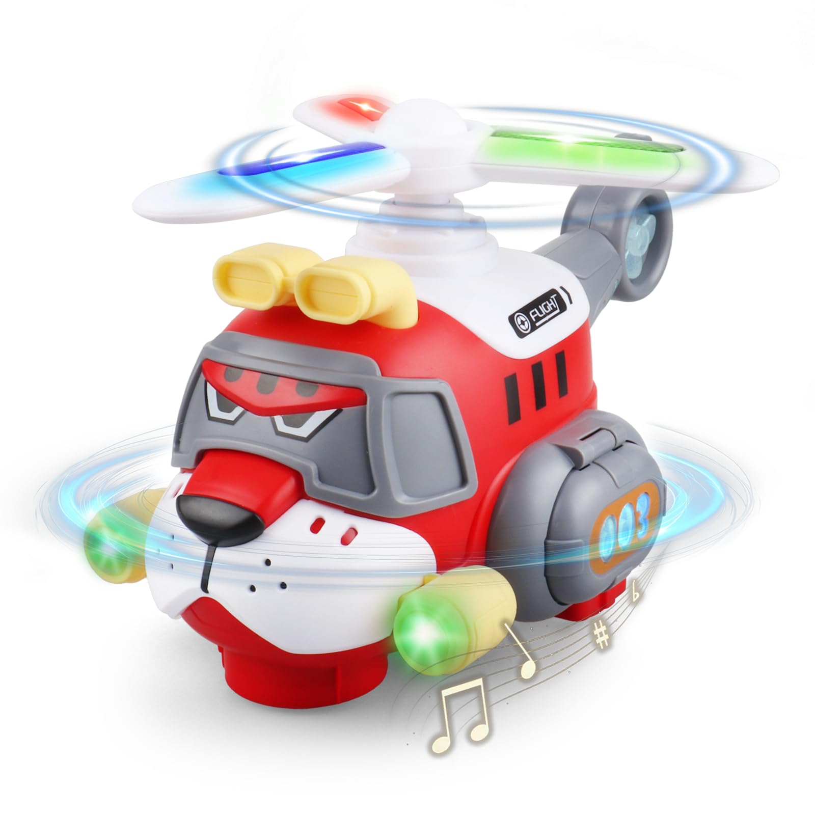 victob Helicopter Toy for Kids with Lights & Sounds, Automatic Bump & Go Action, 360° Rotation Airplane Toys, Birthday Gifts for Boys Girls 3 4 5 6 Years Old, Red — image 1