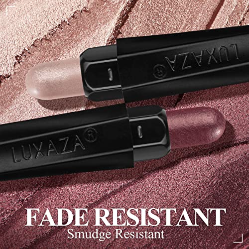 Luxaza 3Pcs Eyeshadow Stick,Matte And Shimmer Cream Eyeshadow Pencil Crayon With Crease-Proof Formula,Waterproof & Long Lasting Eye Shadow And Eyeliner Pen Sets,Peach Pink #TOP2