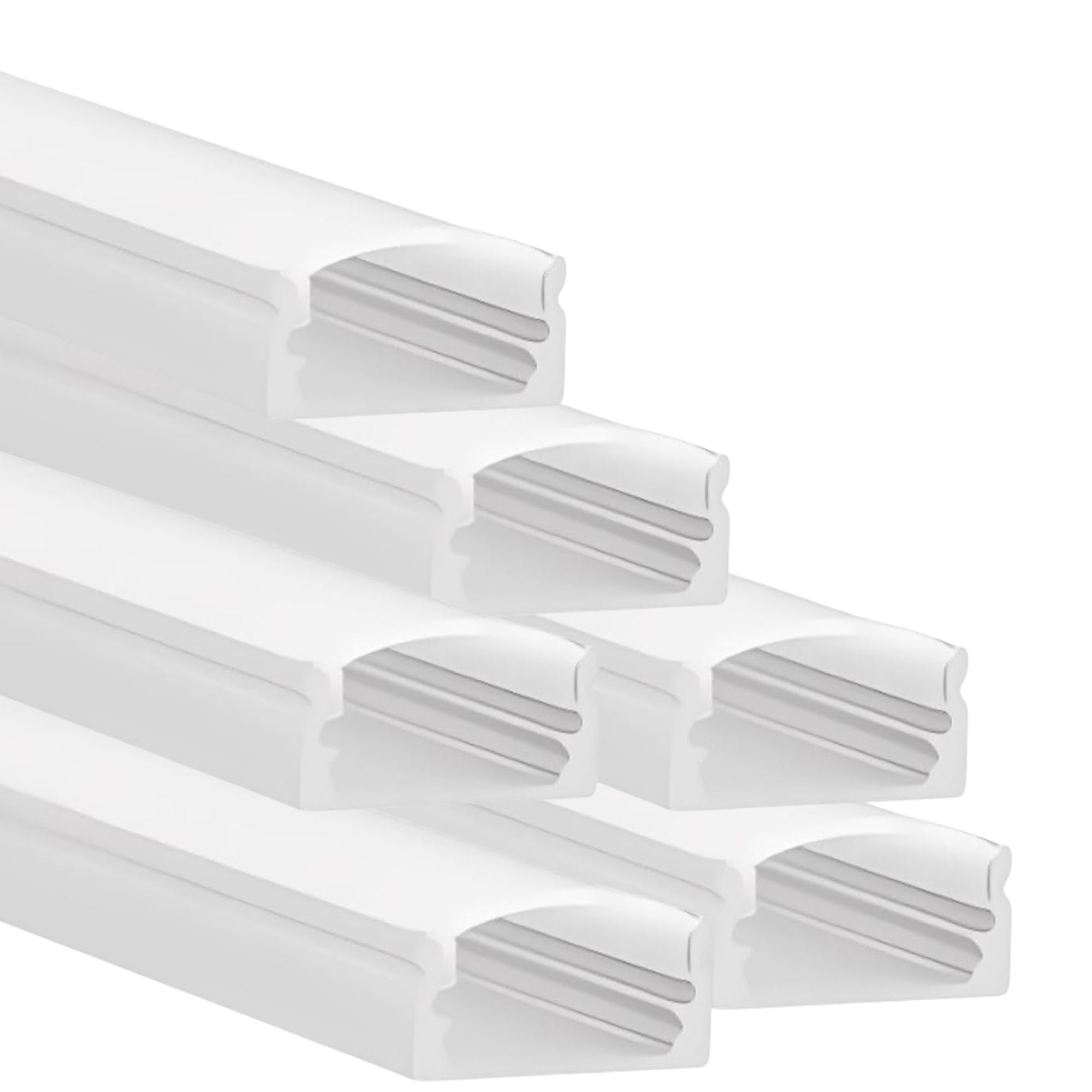 Jandei - Pack 6x Perfiles Aluminio 1 Metro Forma U para Colocación en Superficie de Tiras LED, Difusor Redondeado Blanco Semitransparente. Incluye Tapas Finales y Clips Montaje (Blanco)