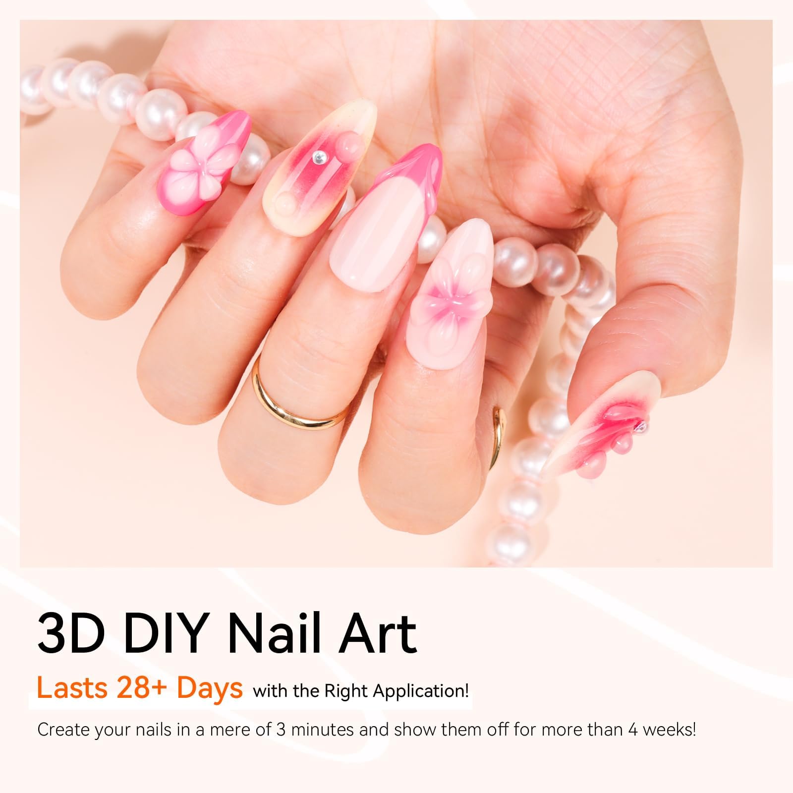 Makartt Gel 3D Nail Art - 3 en 1 Rhinestone Glue Gel pour Ongle & Colle à Ongles Sculpting Gel Polish pour Nail Charms Design dans la salon DIY at Maison Transparent UV LED 15ml - 4