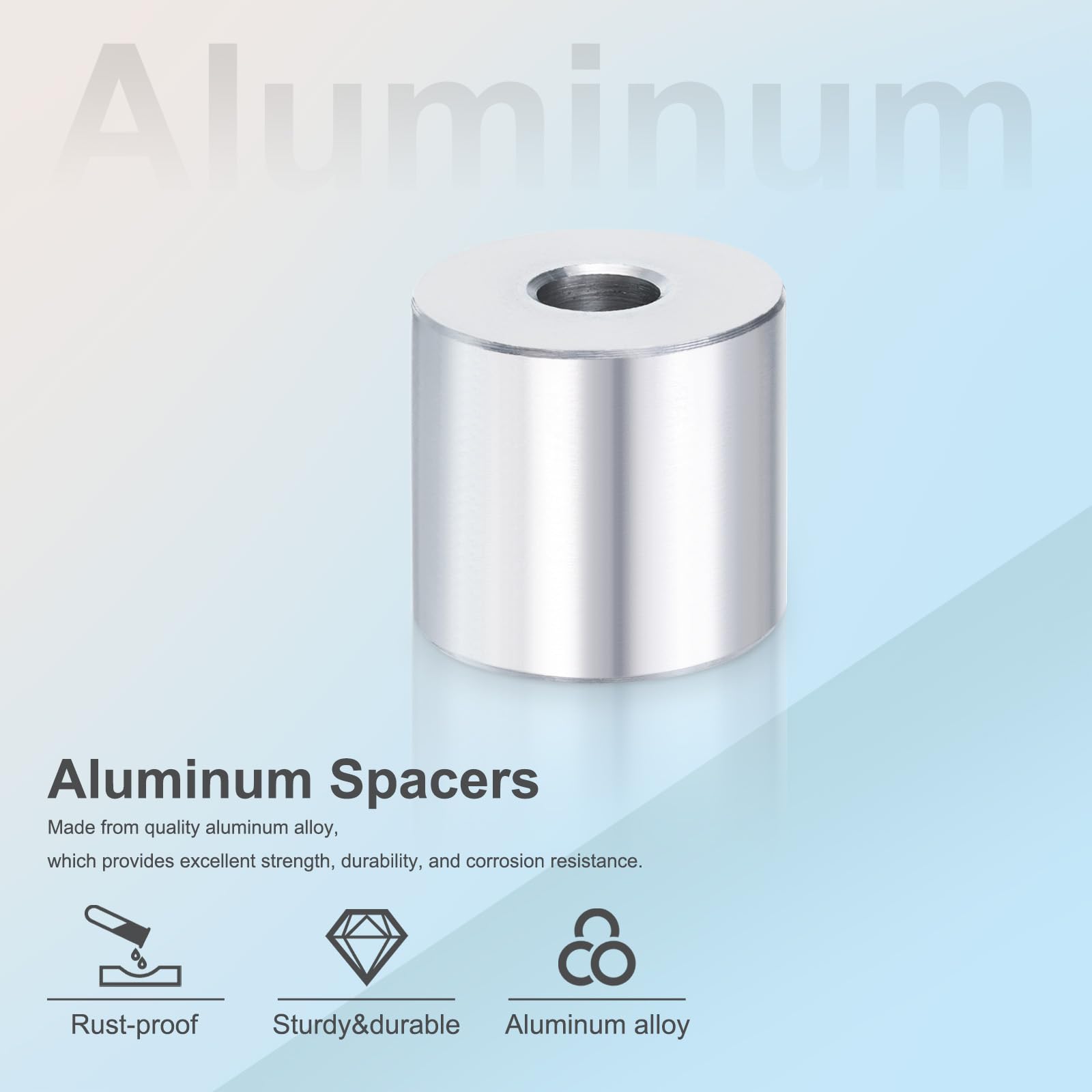 HiPicco Aluminum Spacers 5mm Bore x 8mm OD x 25mm Length Unthreaded Standoff Bushing Plain Finish Round Metal Spacer - Image 3