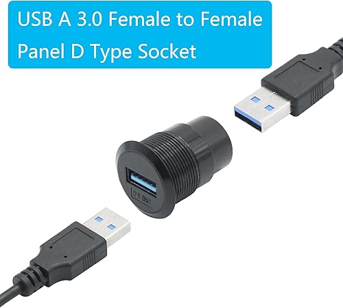 Miniatura 5 de Maixbomr 2 conectores USB 3.0 de montaje en panel, USB A hembra a hembra a hembra con tapón antipolvo, adaptador de acoplador de extensión de datos