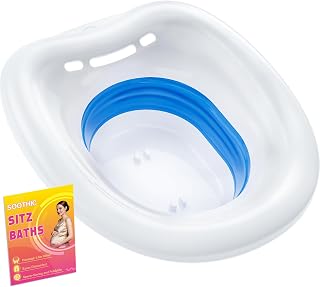 Soothic Sitz Bath for Toilet Seat Postpartum Care and Hemorrhoids - Yoni Steam Seat - Foldable Bidet BPA Free - Portable Basin for Epsom Salt Soak - Dark Blue
