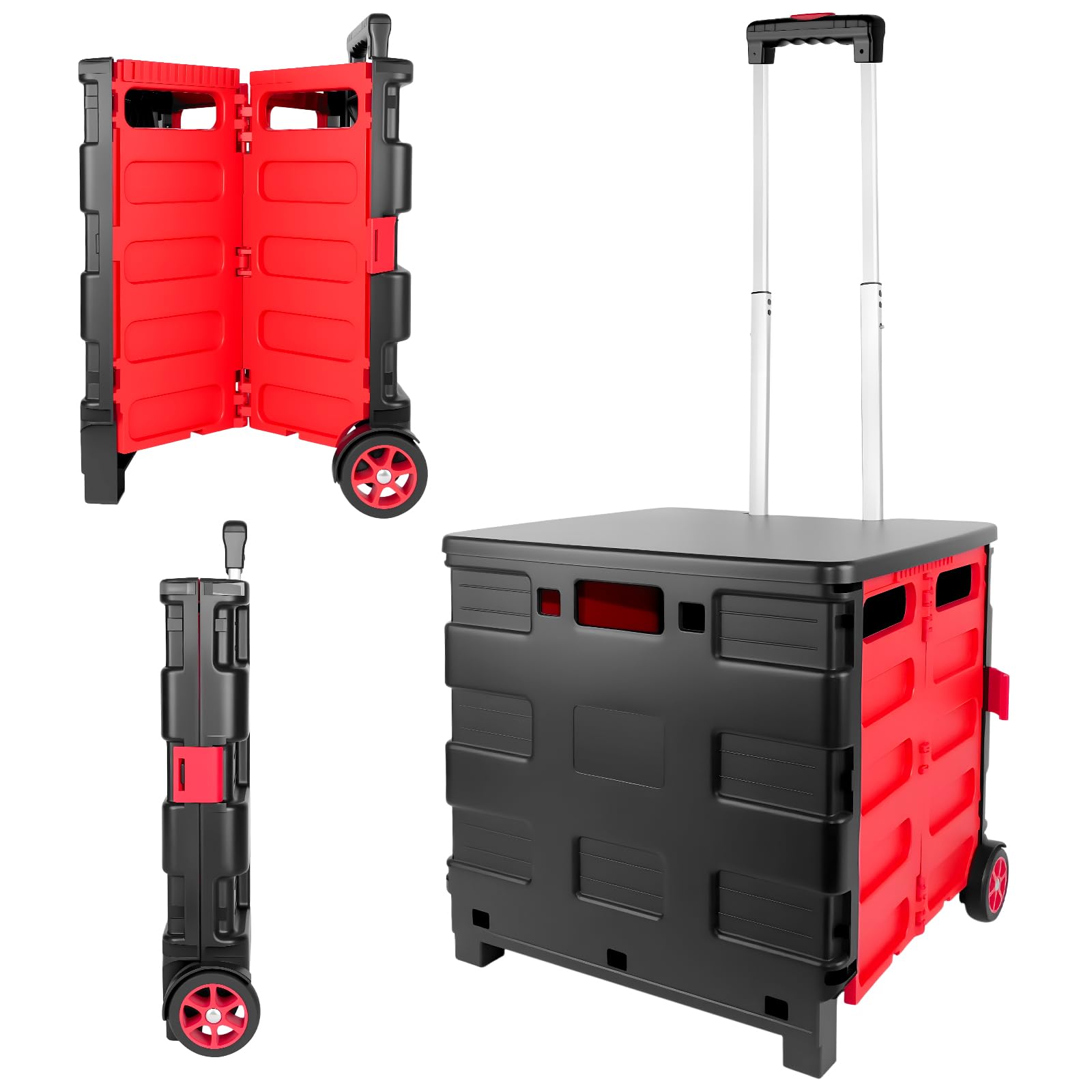 Carro plegable de 35 litros con ruedas, carro plegable para maletero con asa, para casa, oficina, compras y almacén