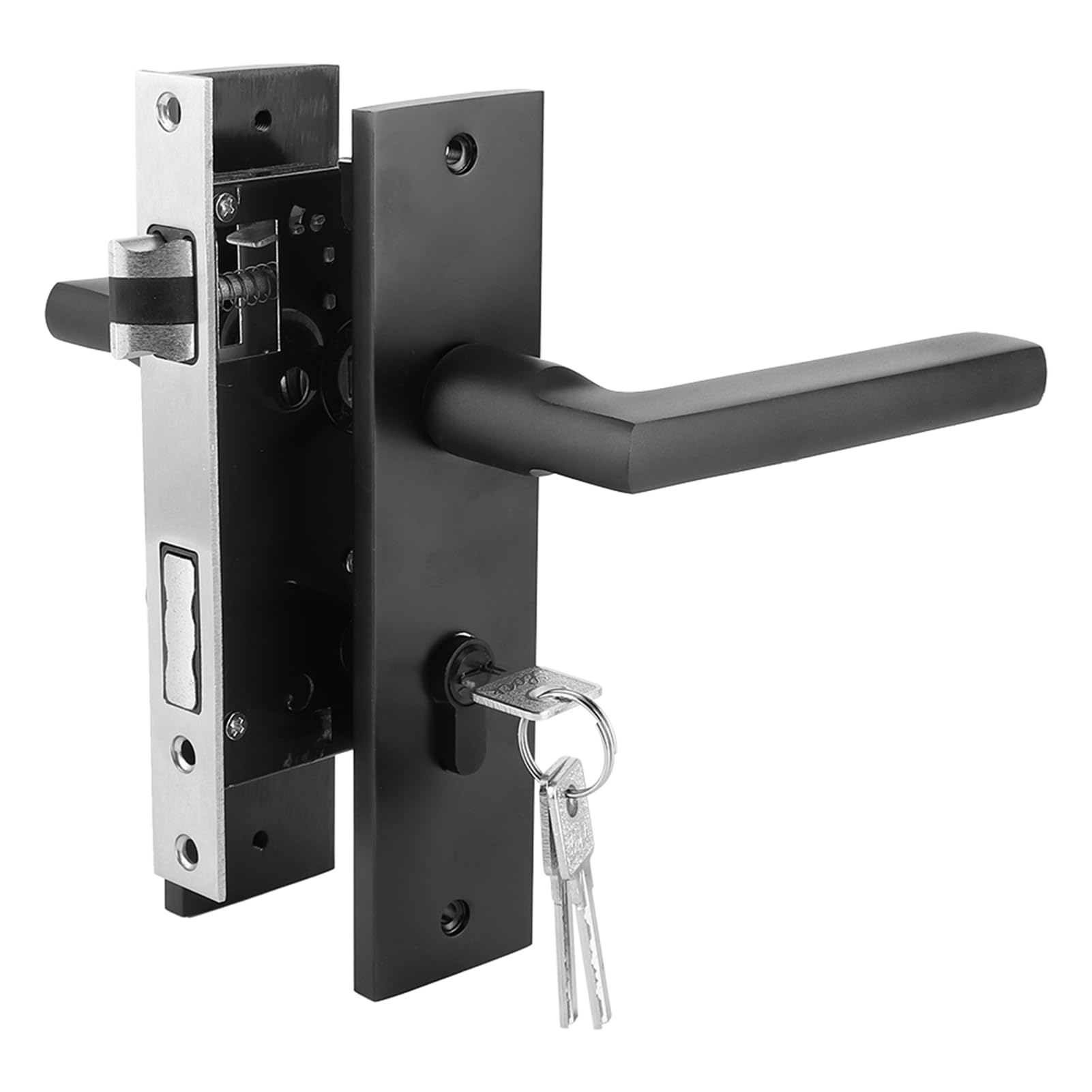 Dioche Cerradura de Puerta de Dormitorio Moderno Negro con Cerradura de Llave y Desbloqueo de Llave