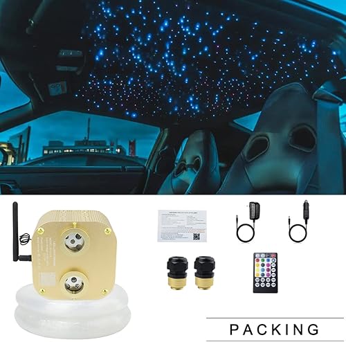 Miniatura 6 de AZIMOM Bluetooth 20W - Luces de fibra óptica mejoradas Twinkle Star Kit de iluminación de techo 1100 piezas de 0.03 pulgadas 13.1 pies de fibra de