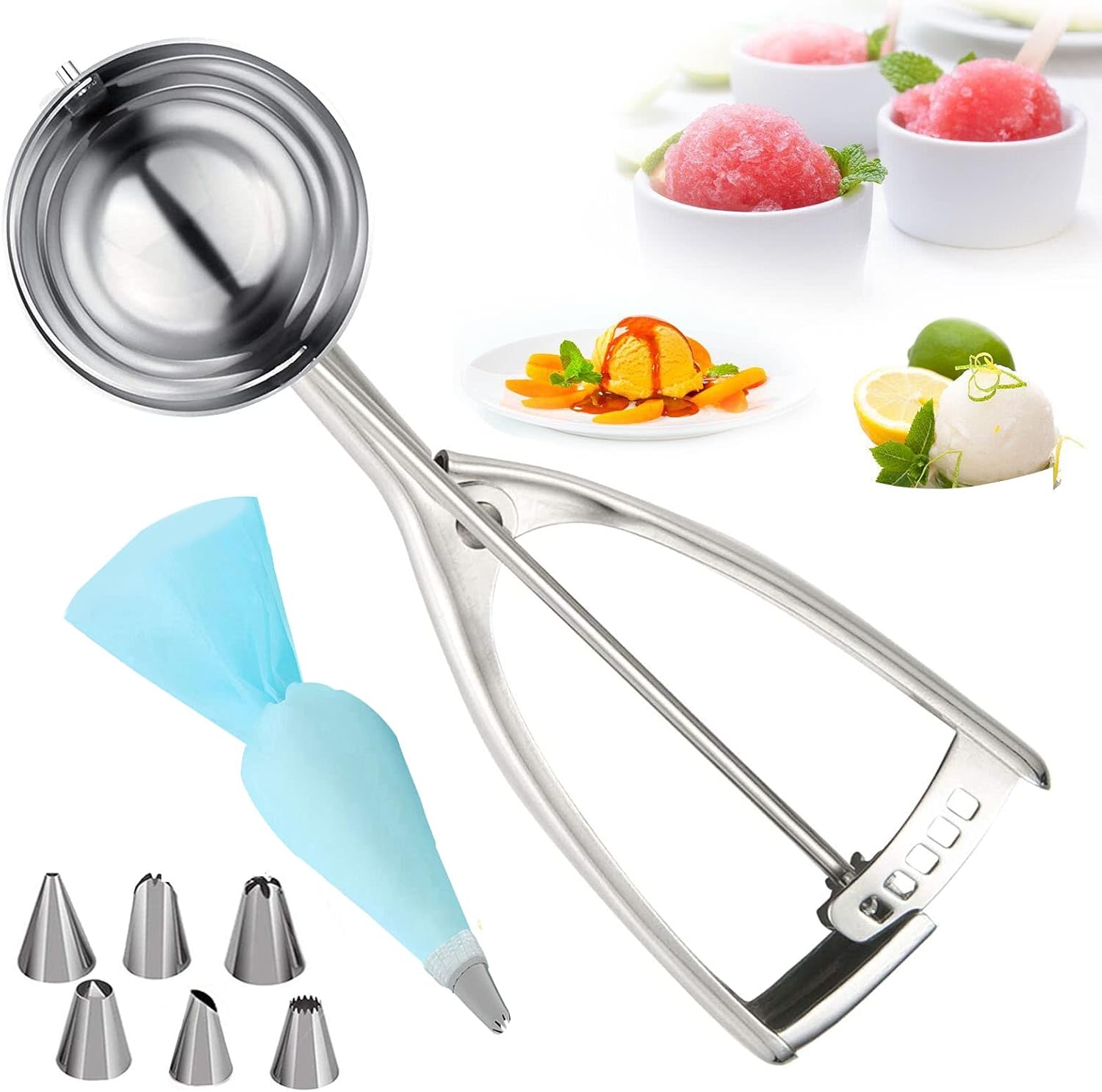 Large Ice Cream Scoop Stainless Steel Cookie Scoop Melon