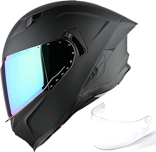 1Storm Casco integral de motocicleta para adultos, hombres y mujeres, casco de carreras de bicicleta de calle, aprobado por DOT, con un escudo extra