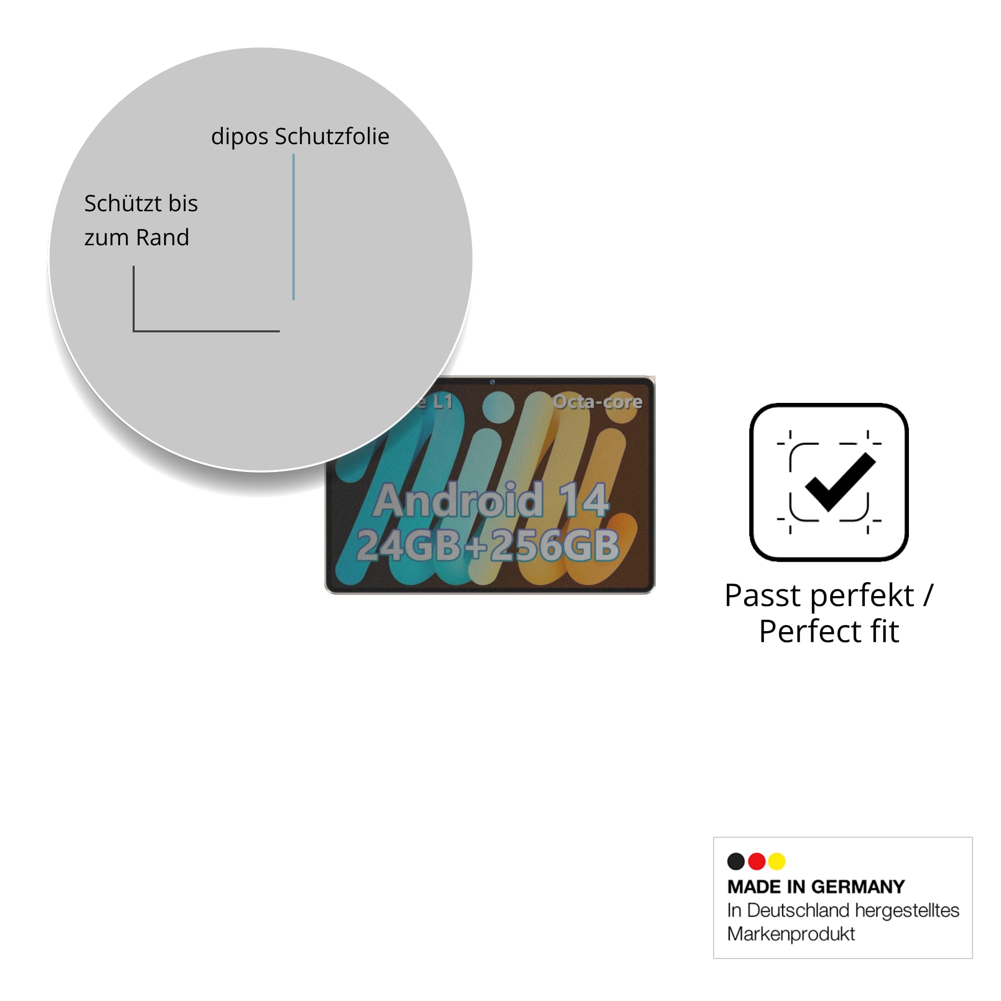 dipos Protector de Pantalla Antiespía para Dghrti Tab 50 11 Zoll | Película protectora mate, filtro de privacidad 4 vías, ajuste perfecto, antiarañazos, sin burbujas, autoadhesivo